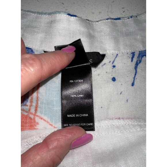 Ali Meyers Scoop Neck Tunic Top Linen Fun Colorful M artsy Lagenlook vacation - Picture 4 of 10